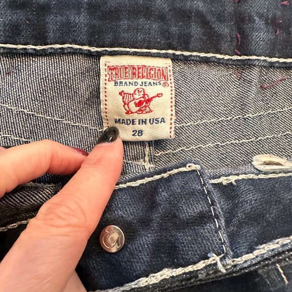 Y2K TRUE RELIGION Women’s Low Rise 90s STRETCH Shorts Frayed Hem Size 28 - Picture 3 of 7